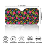 Tropical Bird Of Paradise Pattern Print Car Windshield Sun Shade