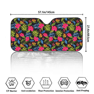 Tropical Bird Of Paradise Pattern Print Car Windshield Sun Shade