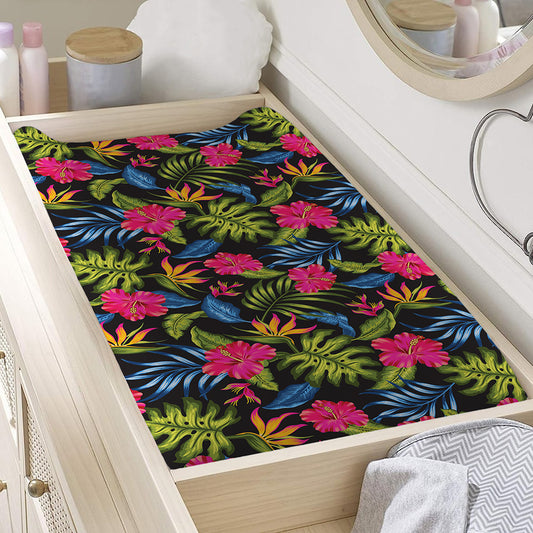 Tropical Bird Of Paradise Pattern Print Changing Pad Cover