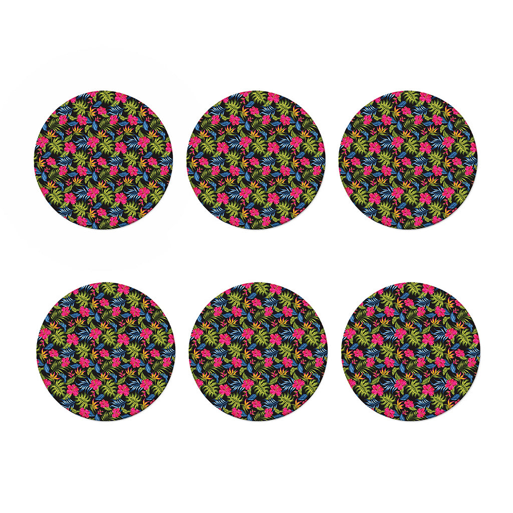 Tropical Bird Of Paradise Pattern Print Coaster Set