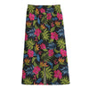 Tropical Bird Of Paradise Pattern Print Cotton Front Slit Maxi Skirt