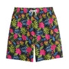 Tropical Bird Of Paradise Pattern Print Cotton Shorts