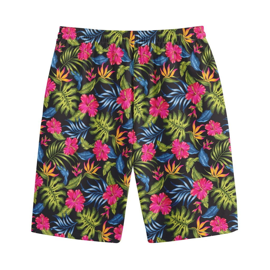 Tropical Bird Of Paradise Pattern Print Cotton Shorts