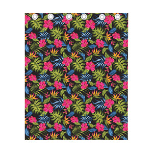 Tropical Bird Of Paradise Pattern Print Curtain