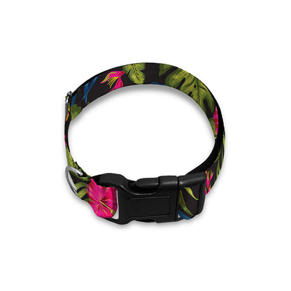 Tropical Bird Of Paradise Pattern Print Dog Collar