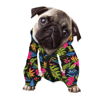 Tropical Bird Of Paradise Pattern Print Dog Zip Up Hoodie