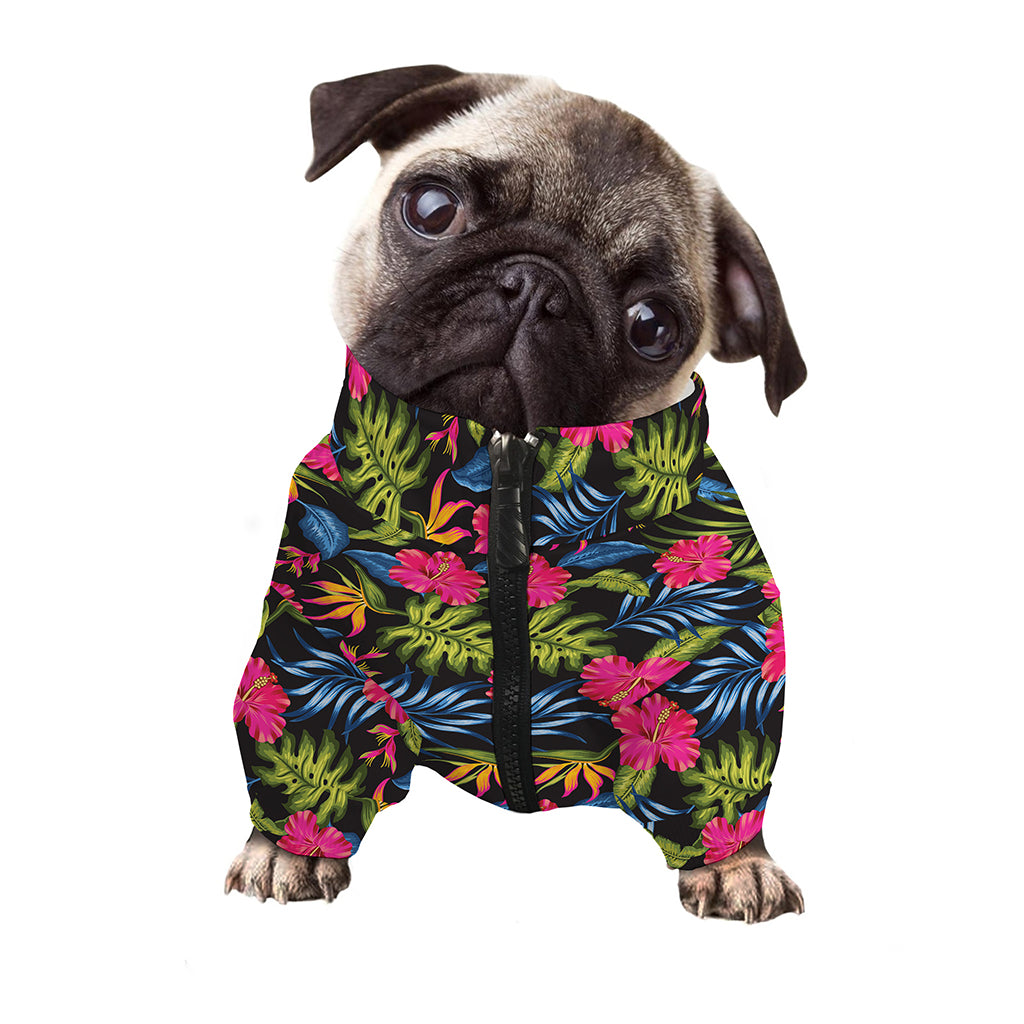 Tropical Bird Of Paradise Pattern Print Dog Zip Up Jacket