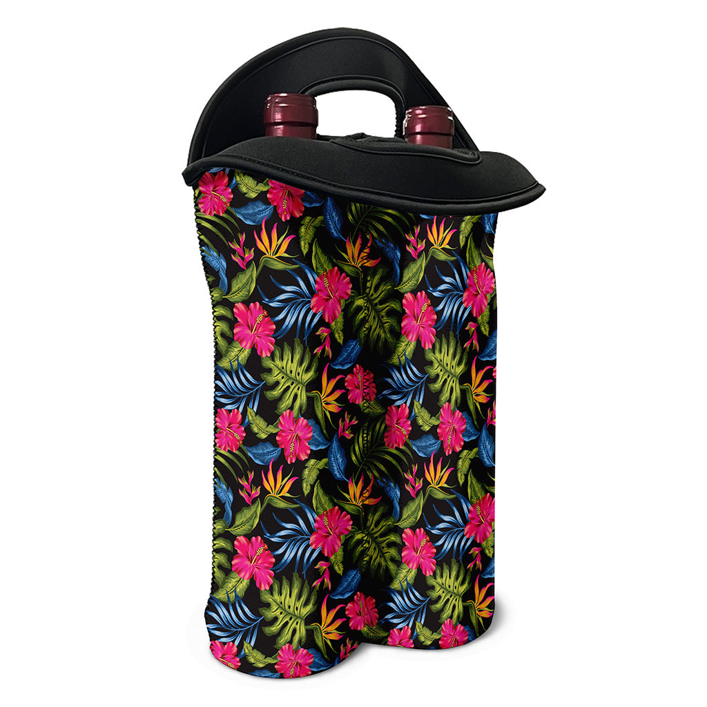 Tropical Bird Of Paradise Pattern Print Double Neoprene Wine Tote