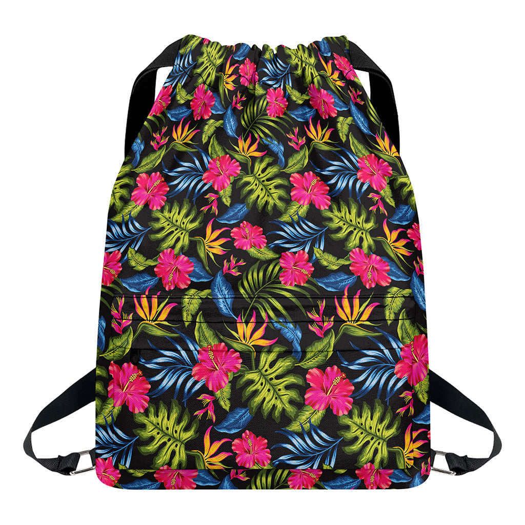 Tropical Bird Of Paradise Pattern Print Drawstring Backpack