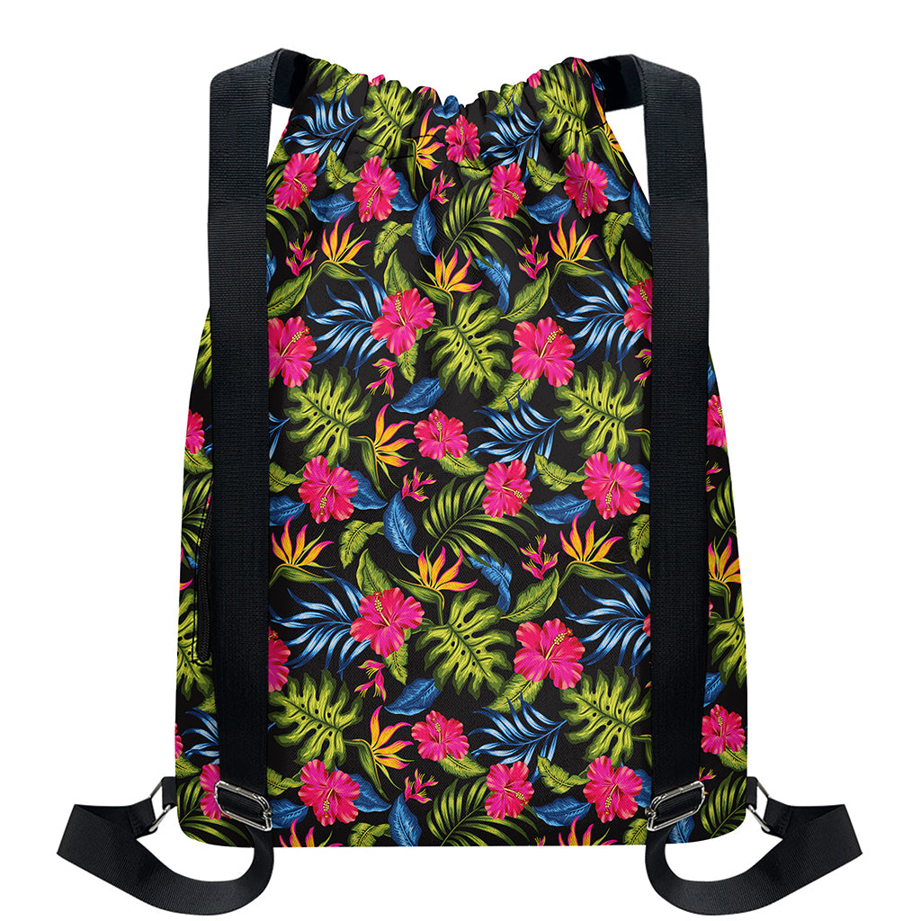 Tropical Bird Of Paradise Pattern Print Drawstring Backpack