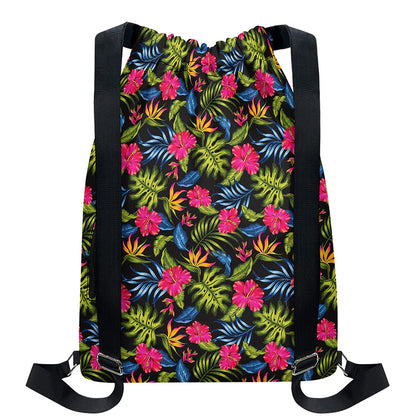 Tropical Bird Of Paradise Pattern Print Drawstring Backpack