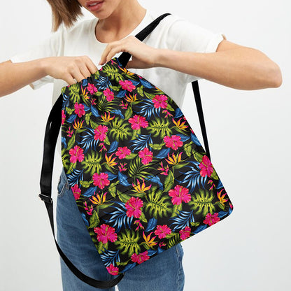 Tropical Bird Of Paradise Pattern Print Drawstring Backpack