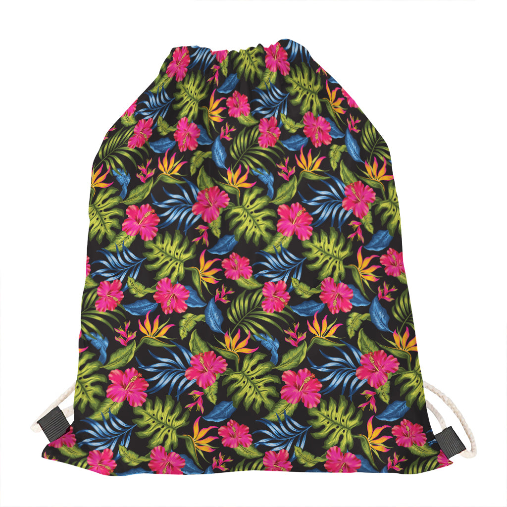 Tropical Bird Of Paradise Pattern Print Drawstring Bag