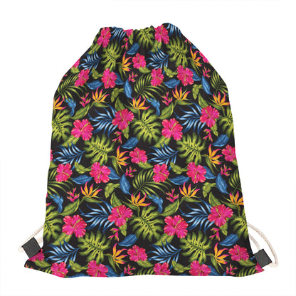 Tropical Bird Of Paradise Pattern Print Drawstring Bag