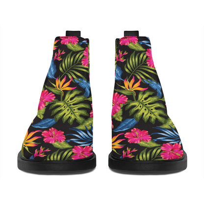 Tropical Bird Of Paradise Pattern Print Flat Ankle Boots