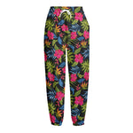 Tropical Bird Of Paradise Pattern Print Fleece Lined Knit Pants