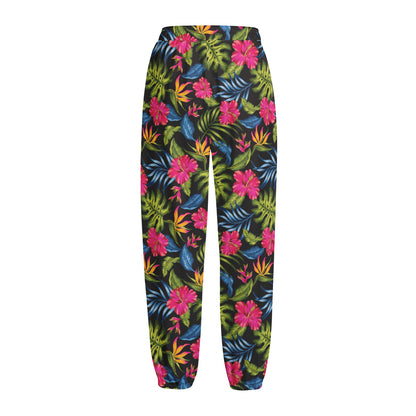 Tropical Bird Of Paradise Pattern Print Fleece Lined Knit Pants