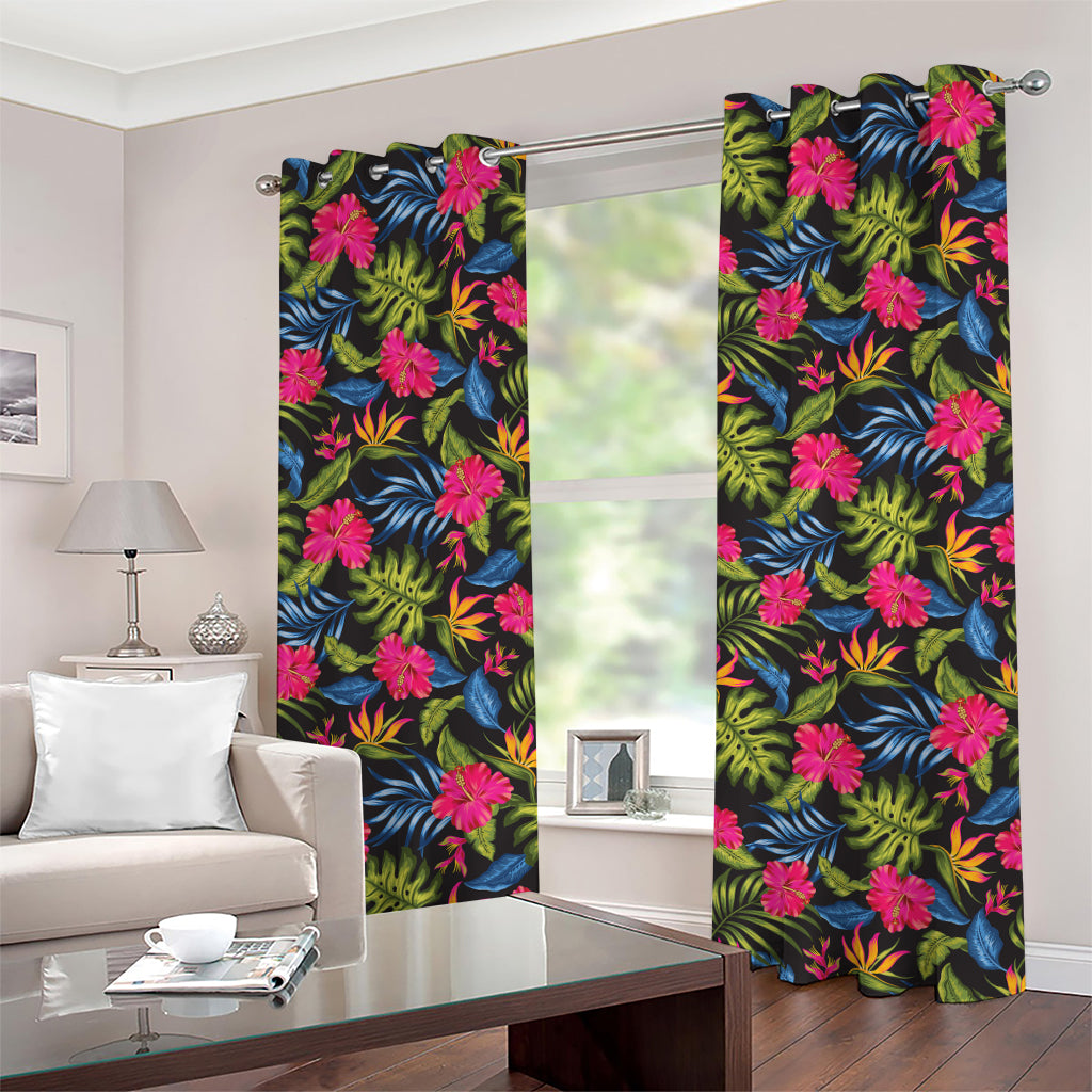 Tropical Bird Of Paradise Pattern Print Grommet Curtains