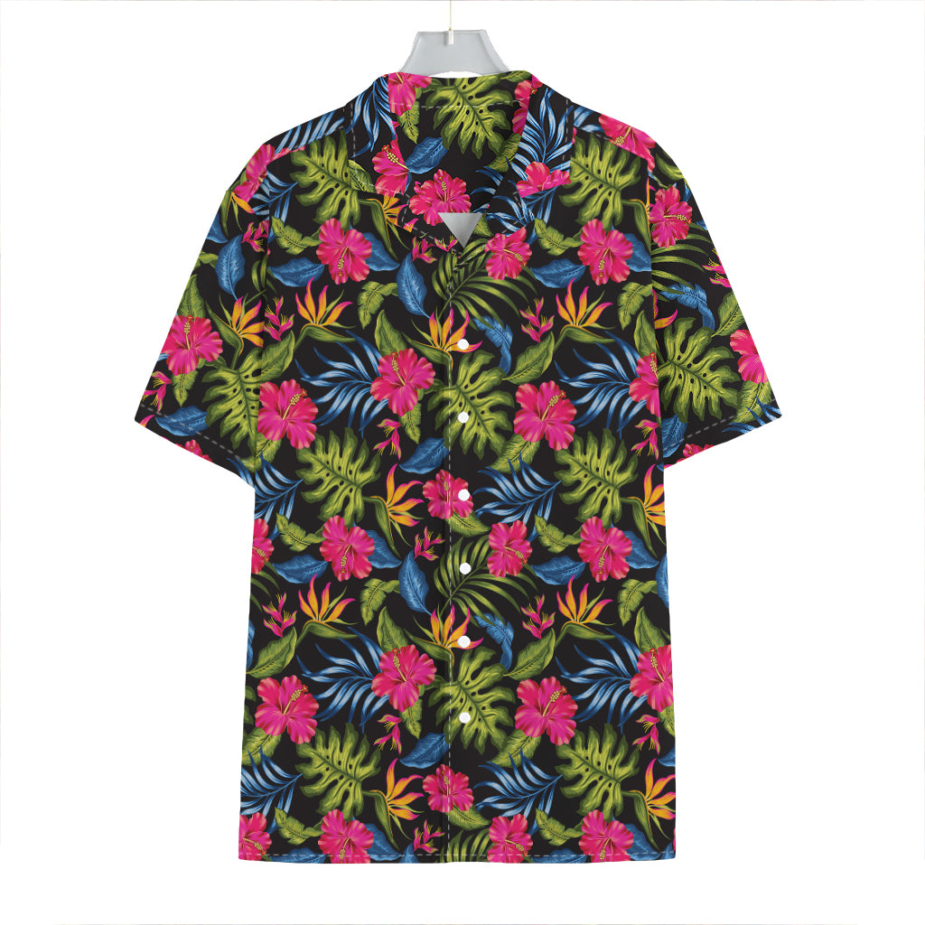 Tropical Bird Of Paradise Pattern Print Hawaiian Shirt