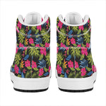 Tropical Bird Of Paradise Pattern Print High Top Leather Sneakers