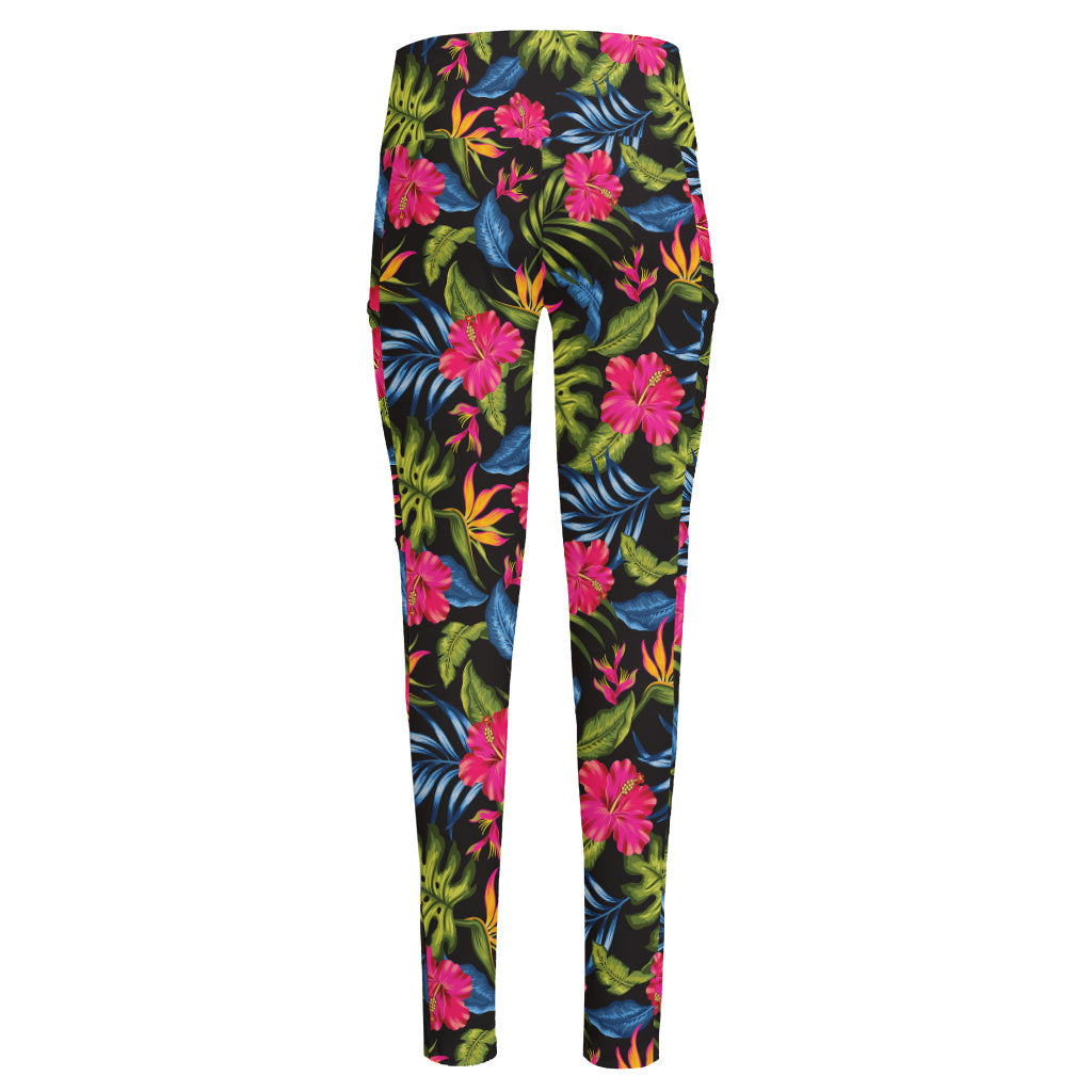 Tropical Bird Of Paradise Pattern Print High-Waisted Pocket Leggings