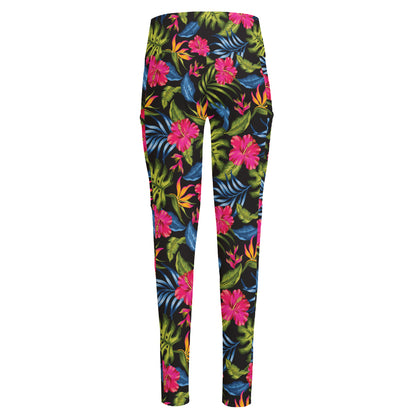Tropical Bird Of Paradise Pattern Print High-Waisted Pocket Leggings