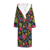 Tropical Bird Of Paradise Pattern Print Hooded Bathrobe