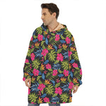 Tropical Bird Of Paradise Pattern Print Hoodie Blanket