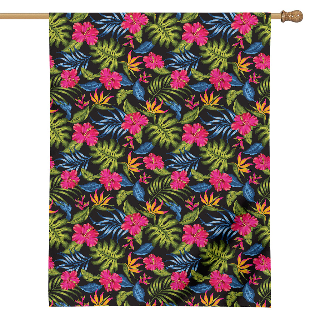 Tropical Bird Of Paradise Pattern Print House Flag