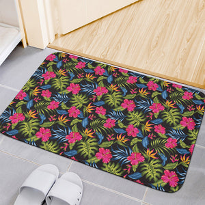 Tropical Bird Of Paradise Pattern Print Indoor Door Mat