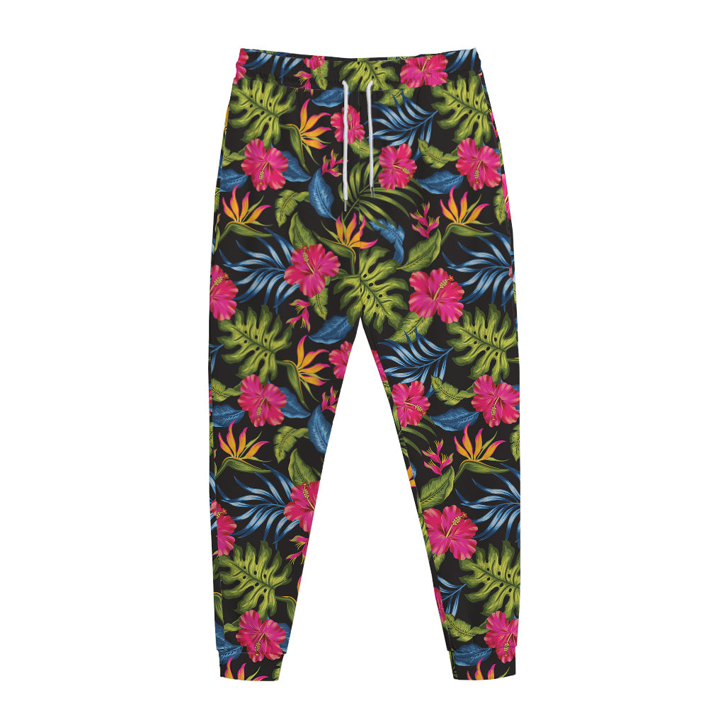 Tropical Bird Of Paradise Pattern Print Jogger Pants