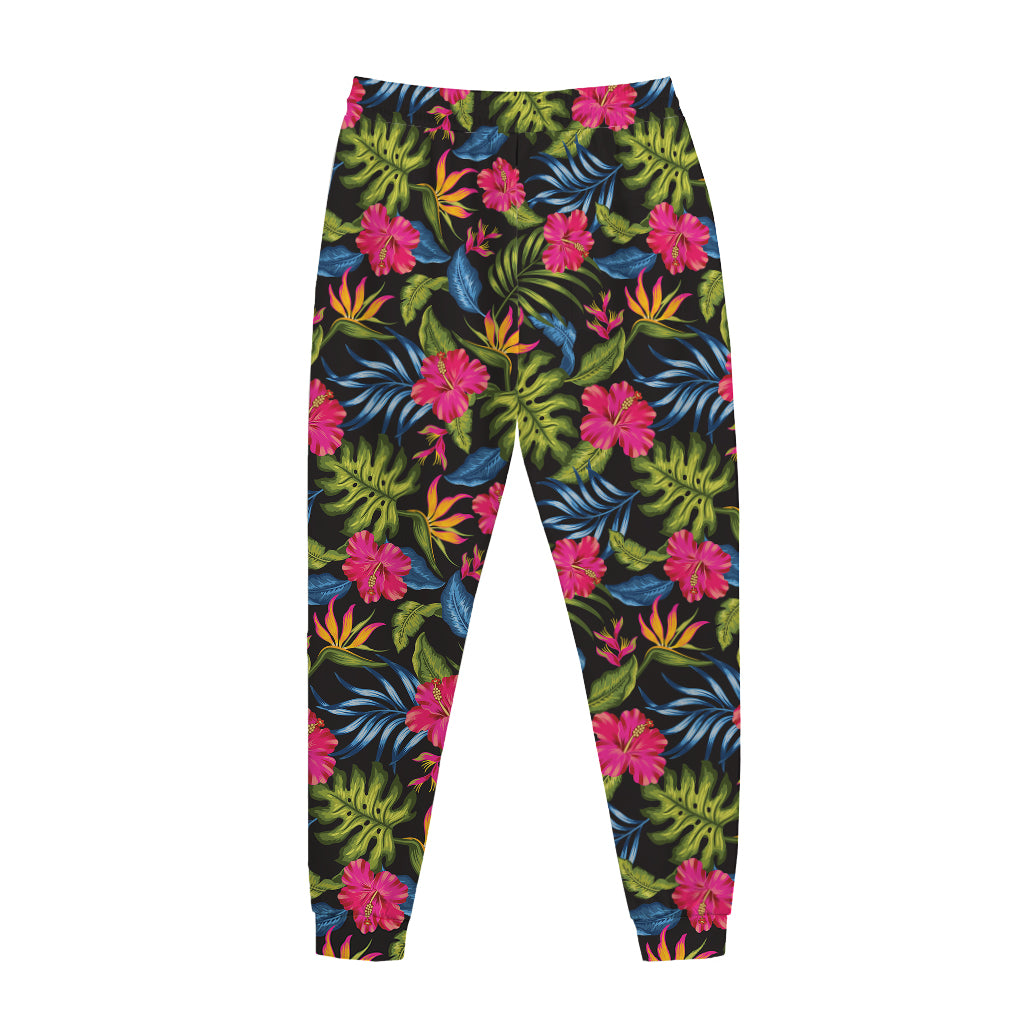 Tropical Bird Of Paradise Pattern Print Jogger Pants