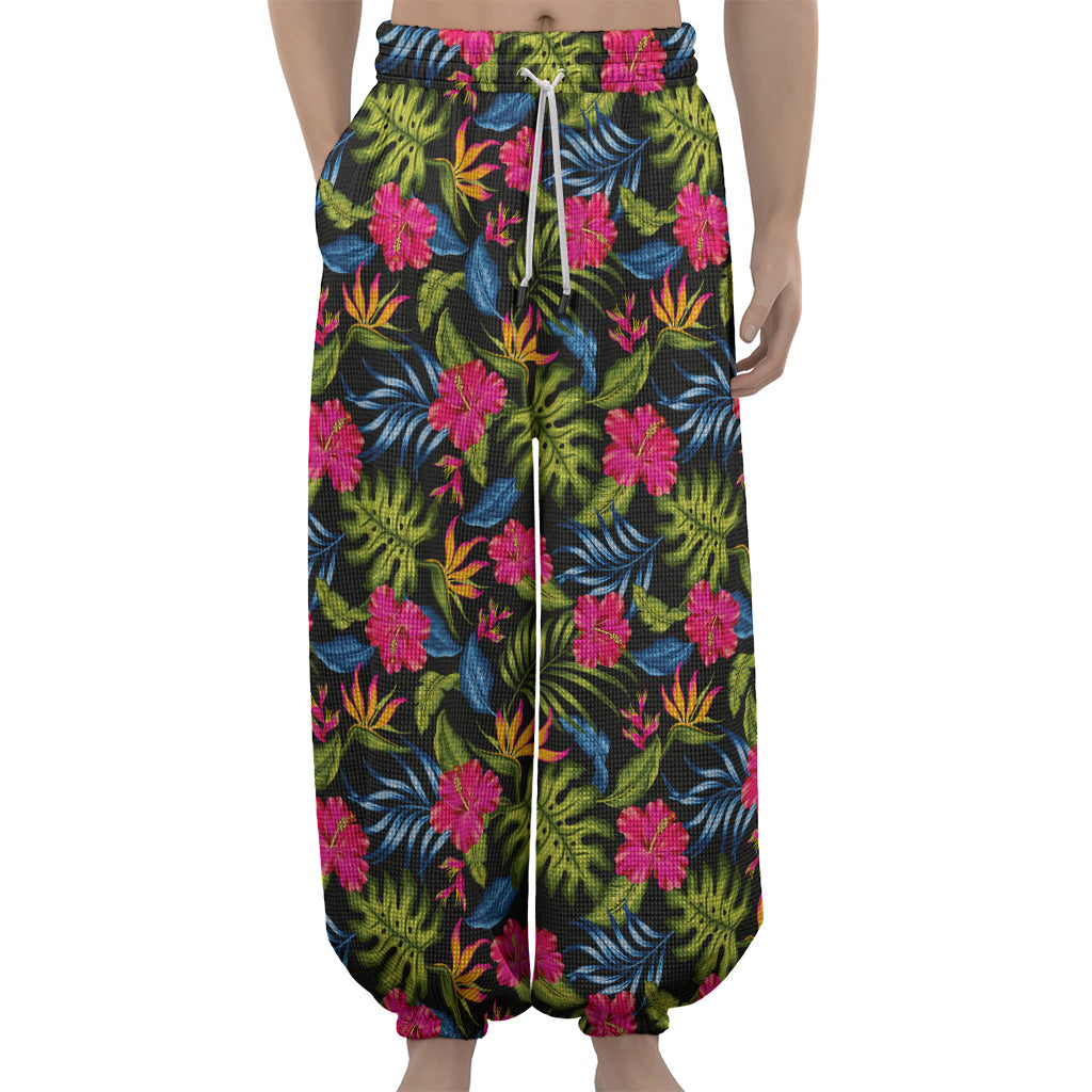 Tropical Bird Of Paradise Pattern Print Lantern Pants