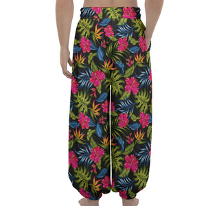 Tropical Bird Of Paradise Pattern Print Lantern Pants