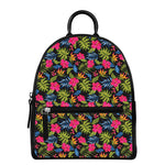 Tropical Bird Of Paradise Pattern Print Leather Backpack