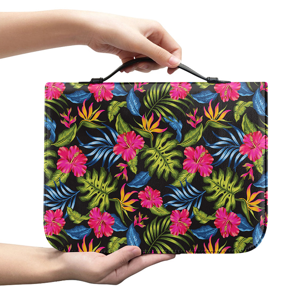 Tropical Bird Of Paradise Pattern Print Leather Bible Cover