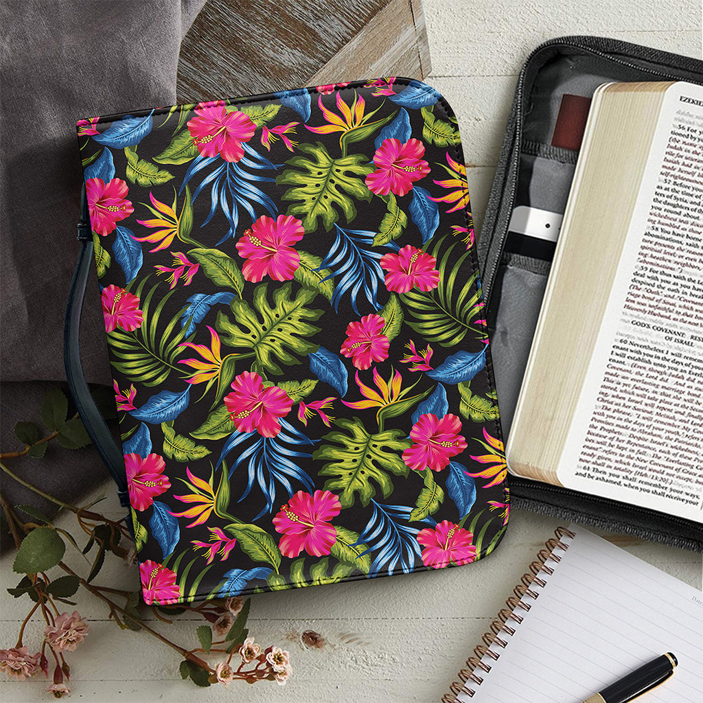 Tropical Bird Of Paradise Pattern Print Leather Bible Cover
