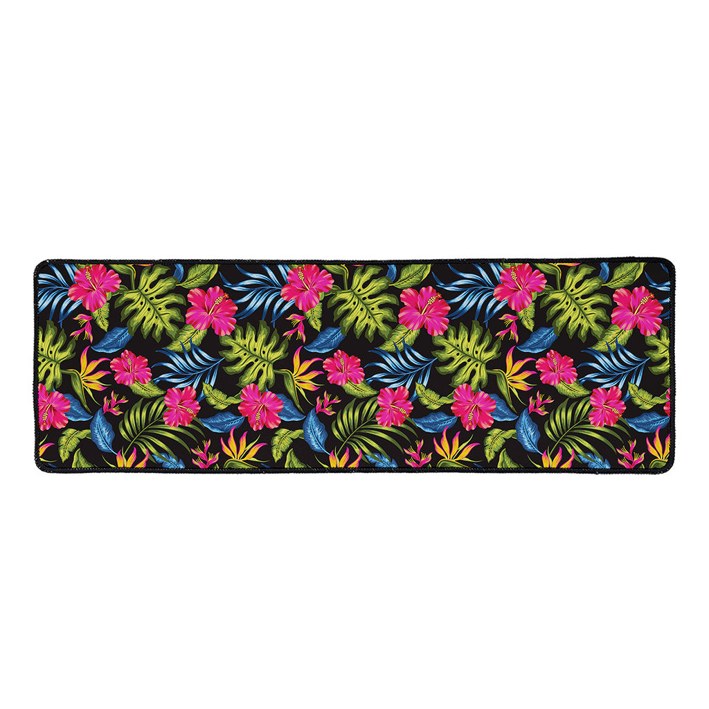Tropical Bird Of Paradise Pattern Print Long Kitchen Mat