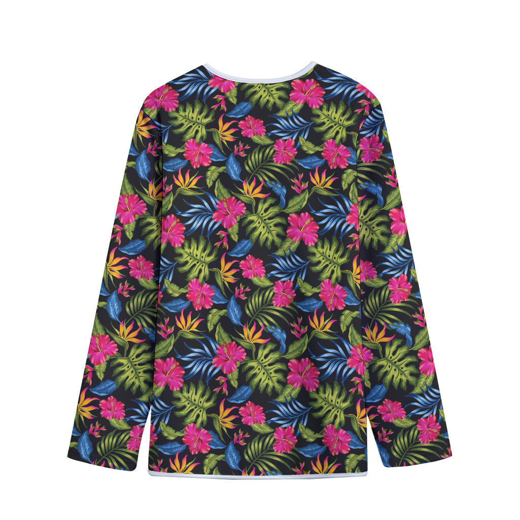 Tropical Bird Of Paradise Pattern Print Long Sleeve Short Coat