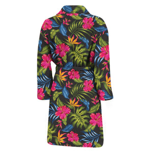 Tropical Bird Of Paradise Pattern Print Men's Bathrobe