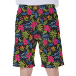 Tropical Bird Of Paradise Pattern Print Men's Beach Shorts