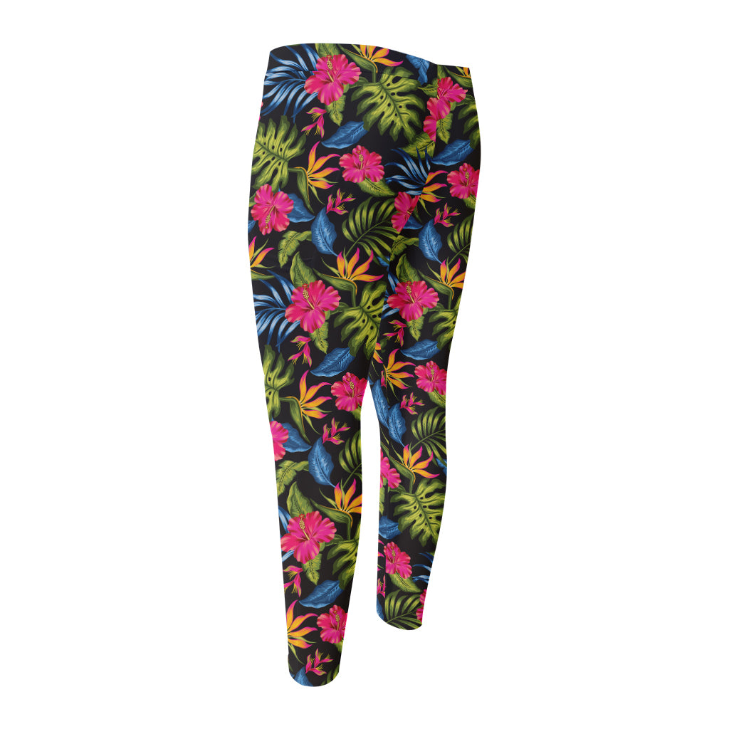 Tropical Bird Of Paradise Pattern Print Men's Compression Pants