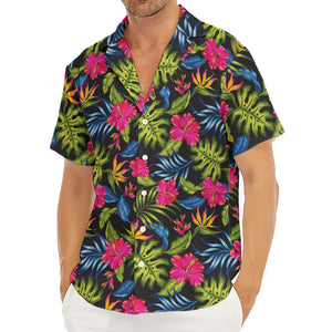 Tropical Bird Of Paradise Pattern Print Men's Deep V-Neck Shirt