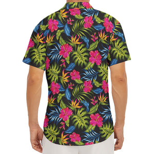 Tropical Bird Of Paradise Pattern Print Men's Deep V-Neck Shirt