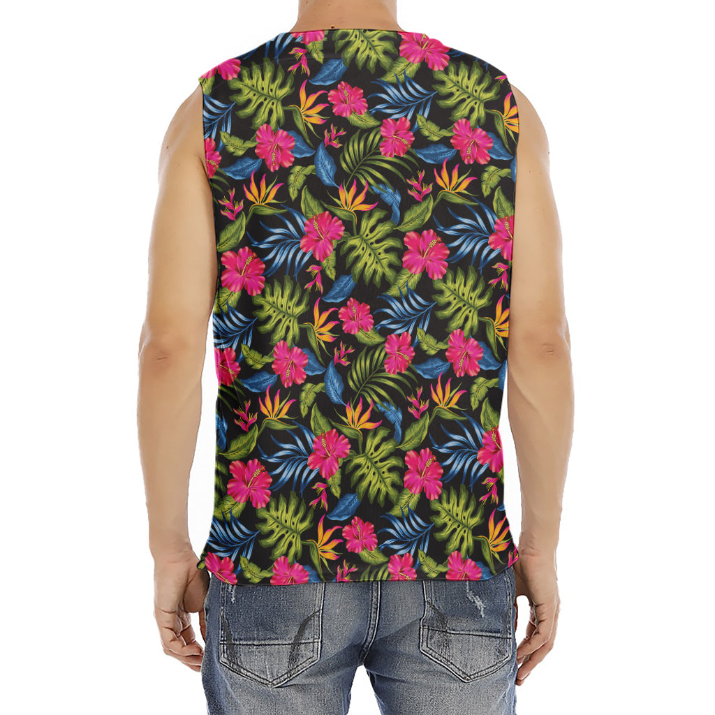 Tropical Bird Of Paradise Pattern Print Men's Fitness Tank Top