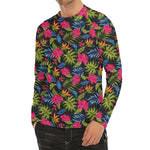 Tropical Bird Of Paradise Pattern Print Men's Long Sleeve Rash Guard