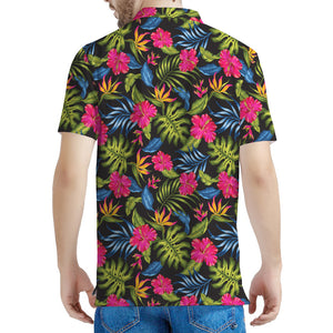 Tropical Bird Of Paradise Pattern Print Men's Polo Shirt