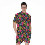 Tropical Bird Of Paradise Pattern Print Men's Rompers