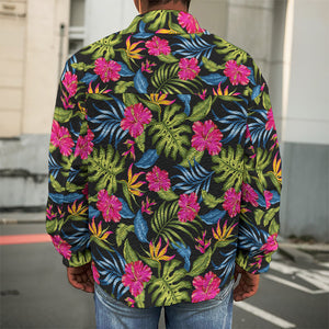 Tropical Bird Of Paradise Pattern Print Men's Shirt Jacket