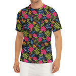 Tropical Bird Of Paradise Pattern Print Men's Short Sleeve Rash Guard